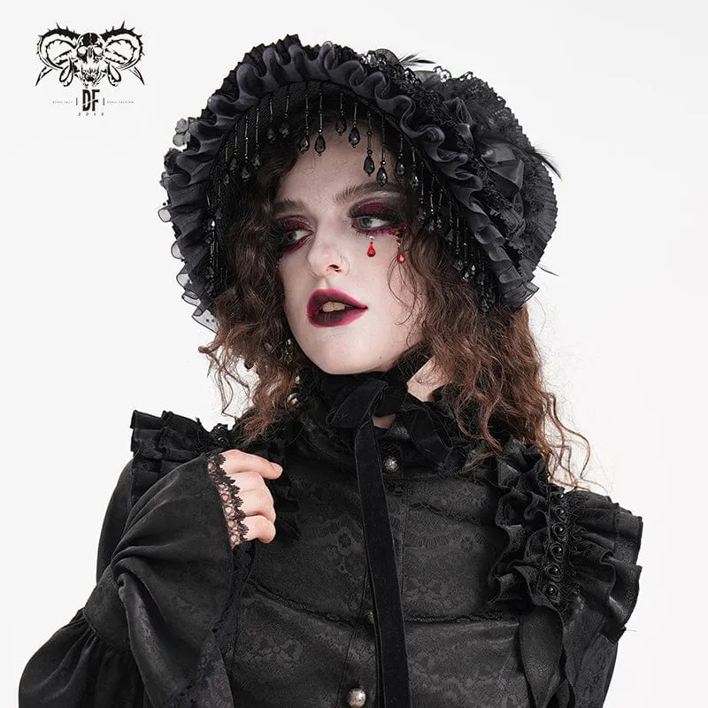Gothic-Haarschmuck für Damen mit Quasten und Blumenmuster