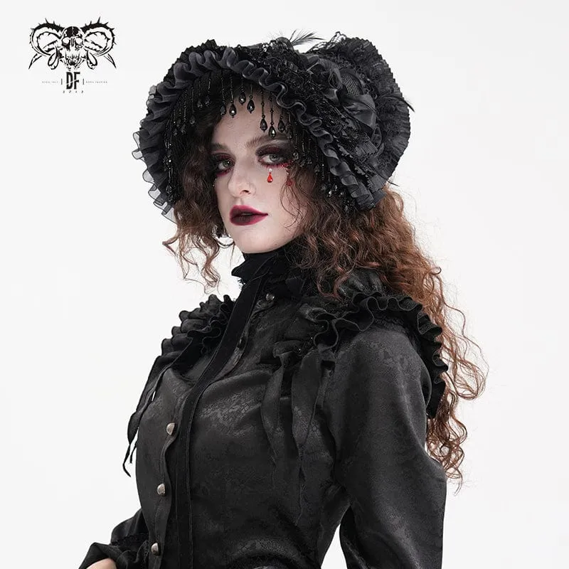 Gothic-Haarschmuck für Damen mit Quasten und Blumenmuster