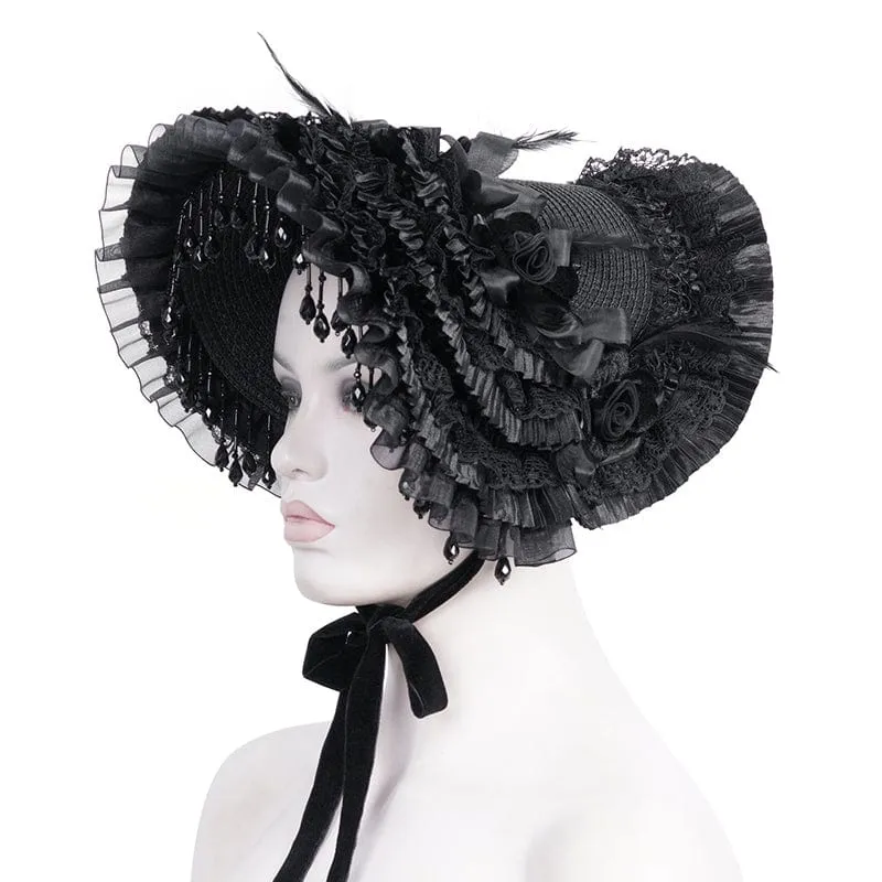 Gothic-Haarschmuck für Damen mit Quasten und Blumenmuster