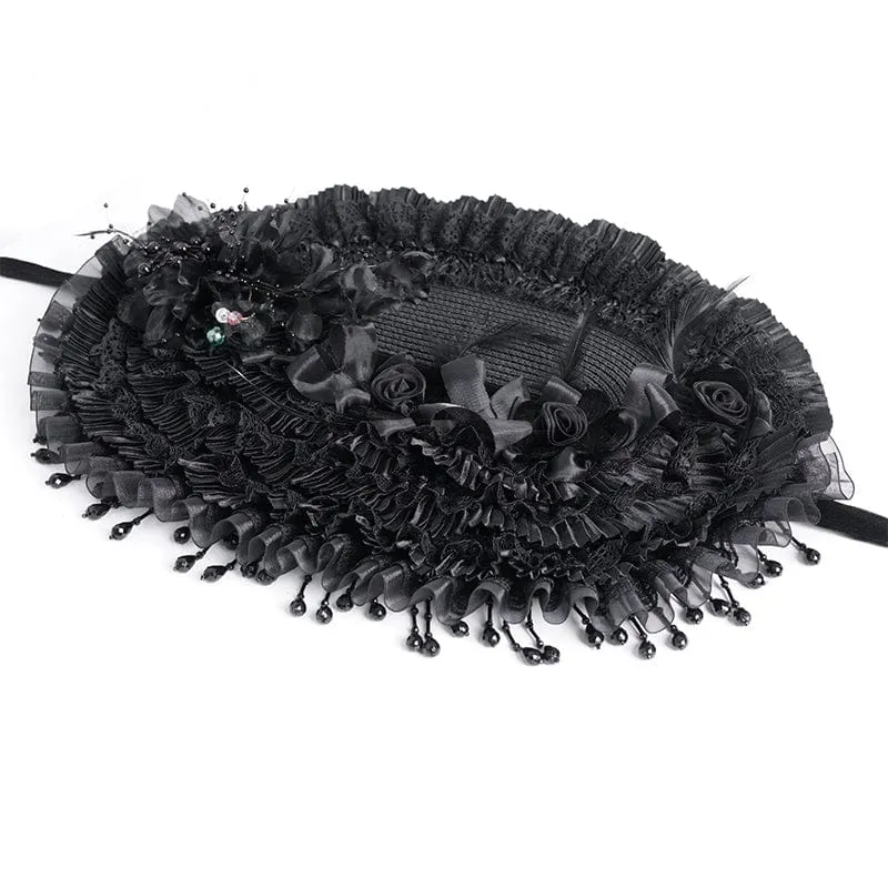Gothic-Haarschmuck für Damen mit Quasten und Blumenmuster