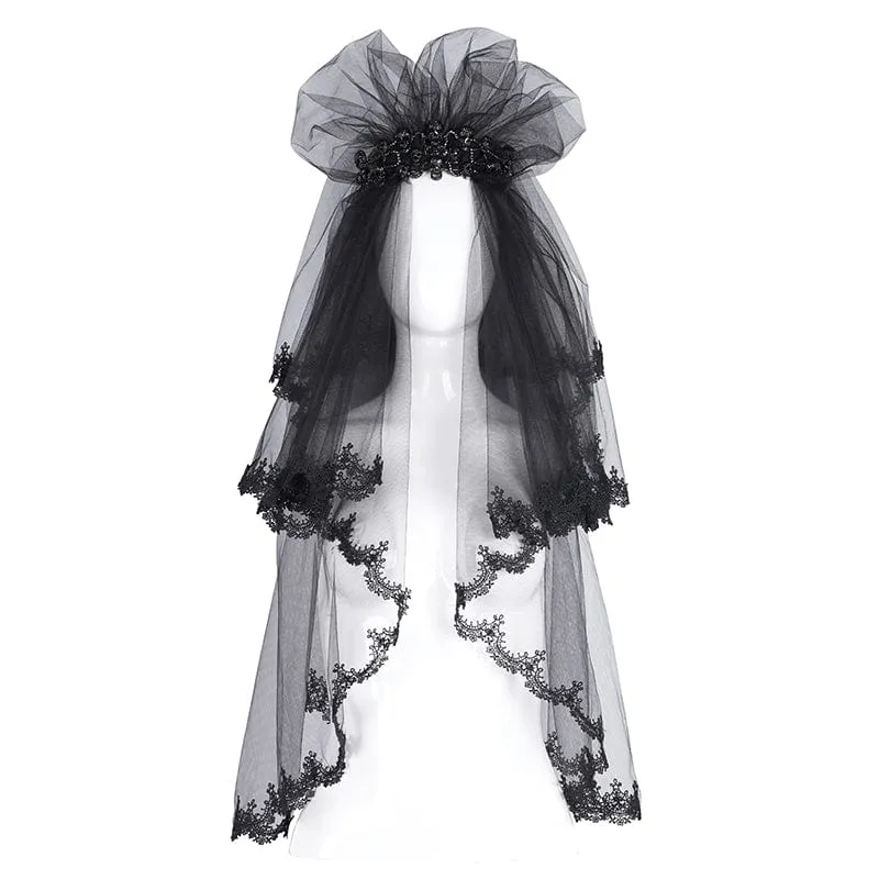Gothic-Haarschmuck für Damen im Häkel-Netz-Stil mit Blumenmuster
