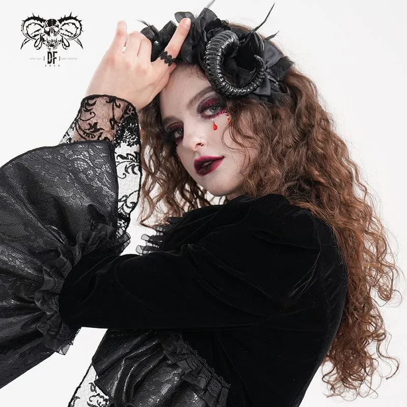 Gothic Haarschmuck für Damen mit Hornnetzriemen