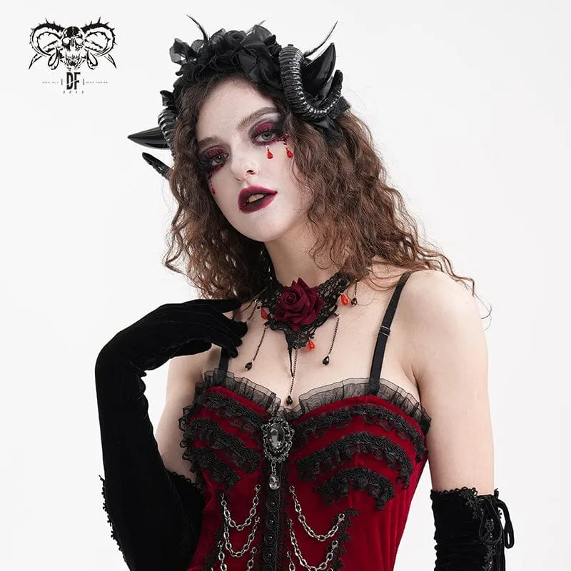 Gothic Haarschmuck für Damen mit Hornnetzriemen