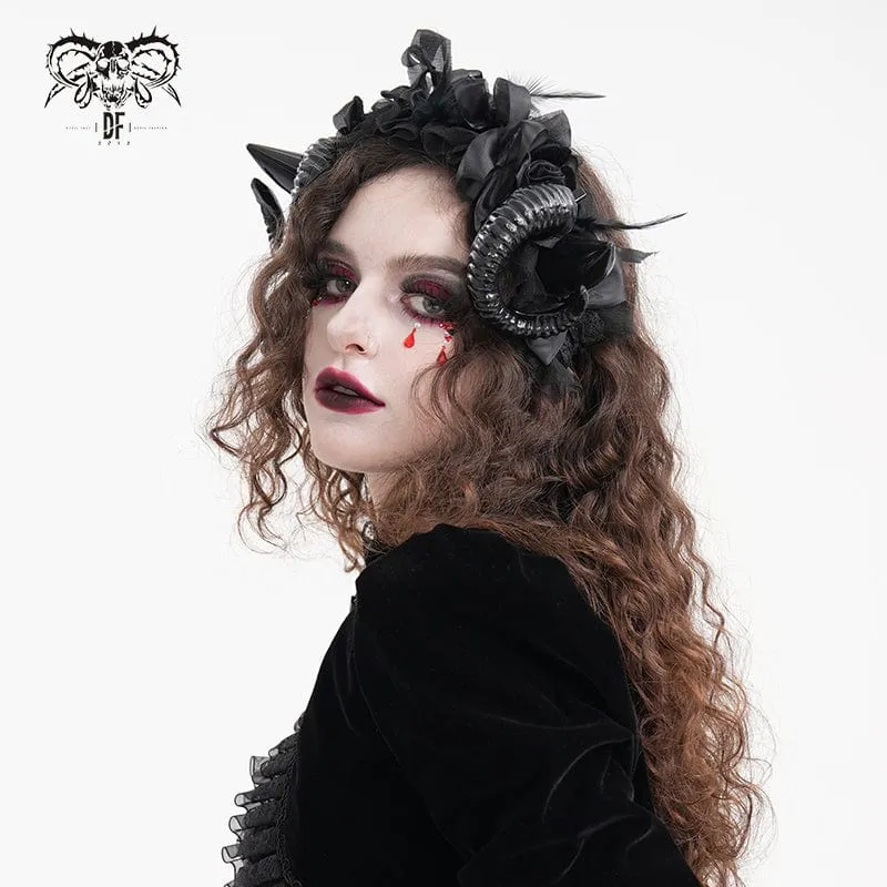 Gothic Haarschmuck für Damen mit Hornnetzriemen