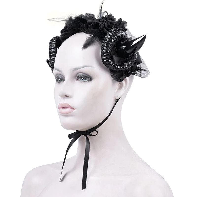 Gothic Haarschmuck für Damen mit Hornnetzriemen