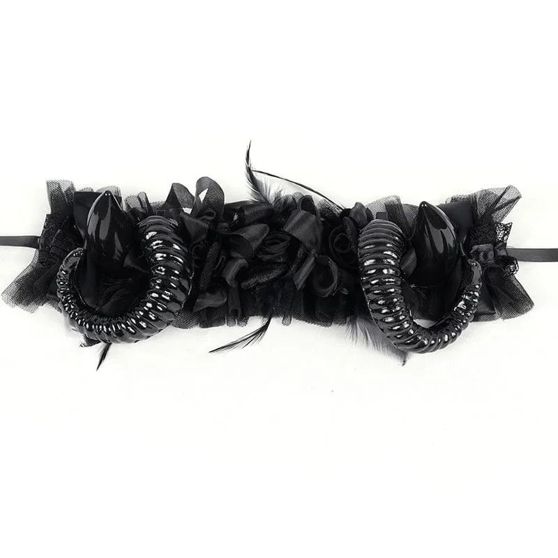 Gothic Haarschmuck für Damen mit Hornnetzriemen