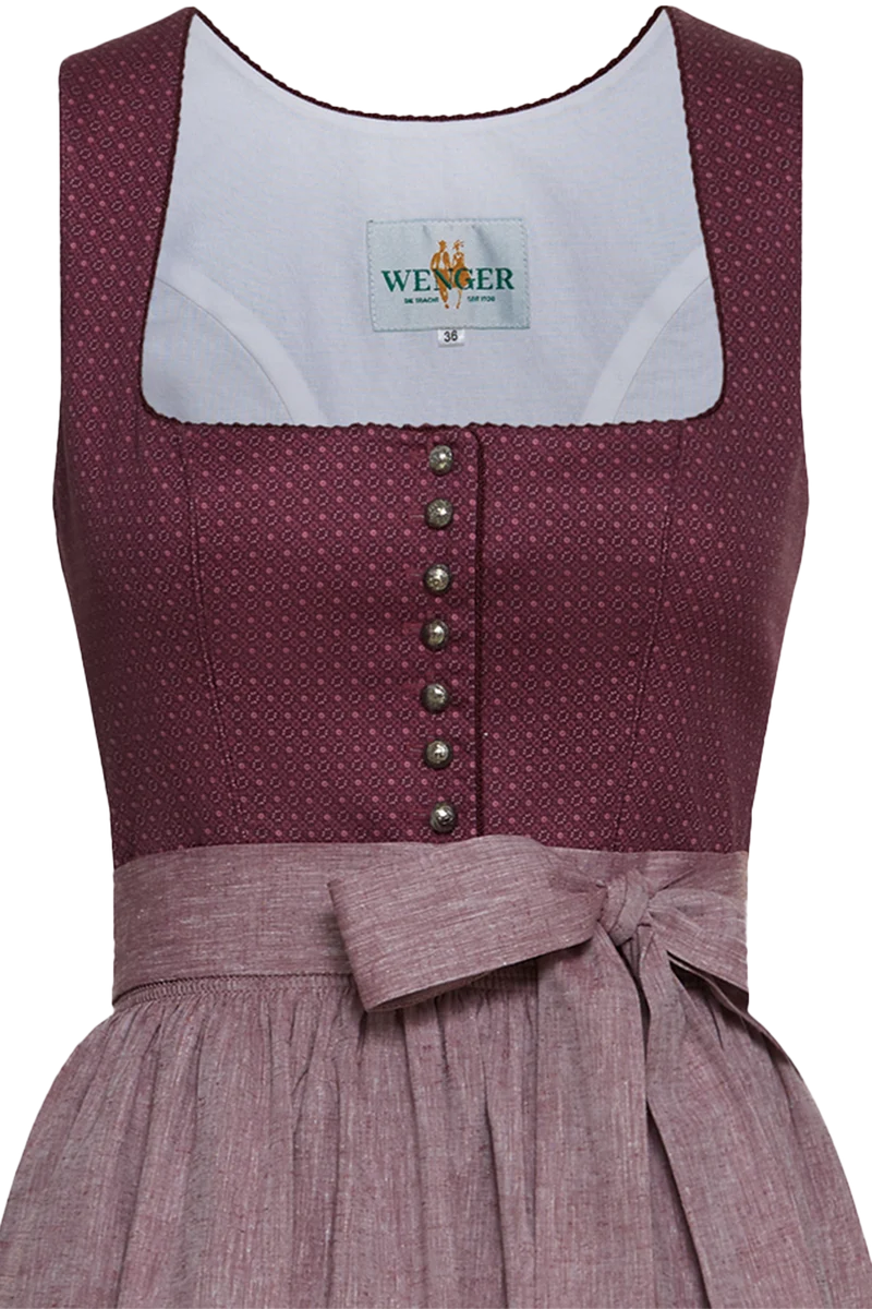 Baumwolldirndl lang mit Leinenschürze