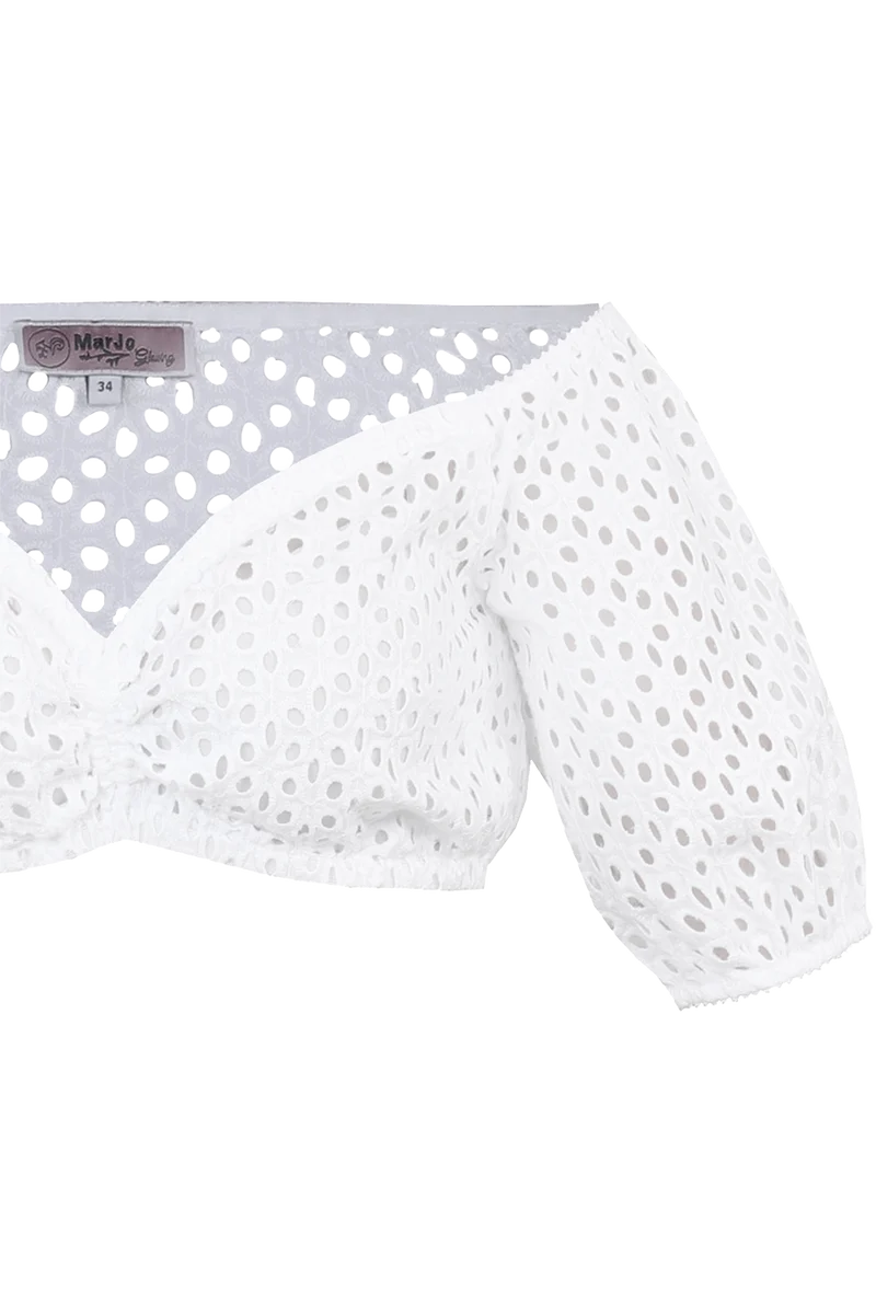 Dirndlbluse schulterfrei mit Lochmuster