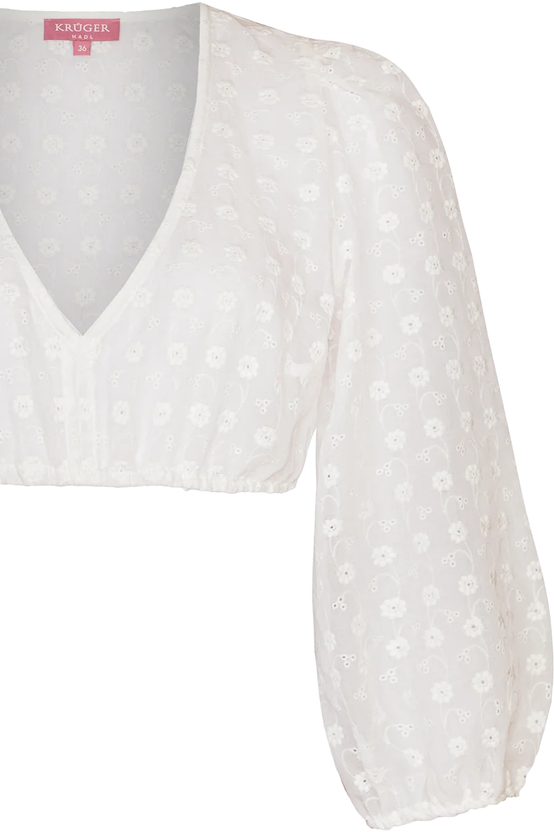 Dirndlbluse mit besticktem Blumenmuster