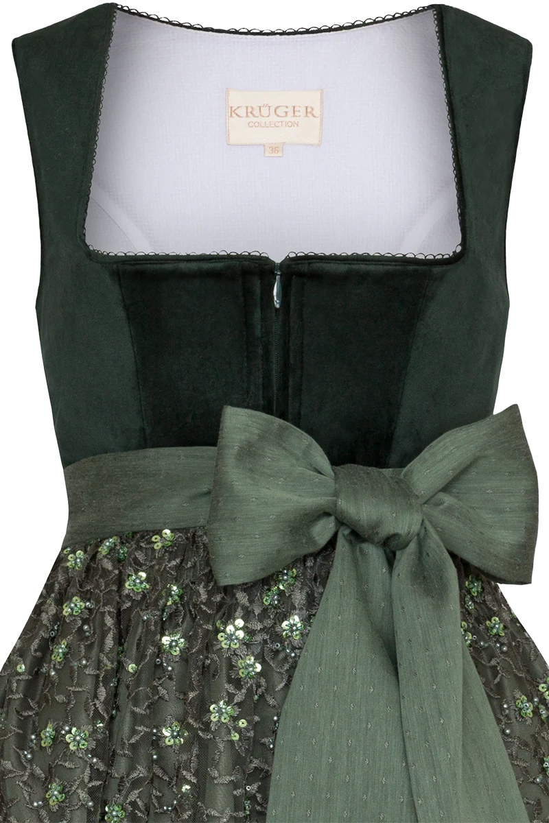 Midi-Samtdirndl mit Paillettenschürze