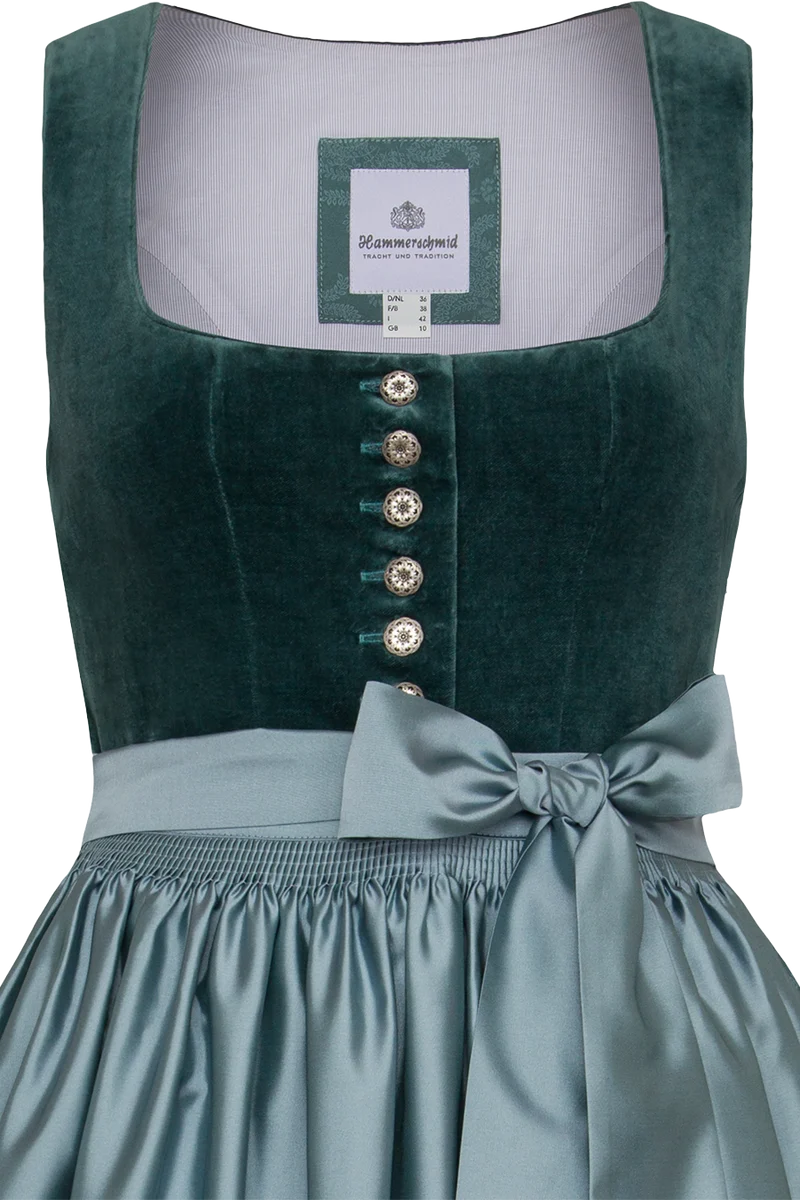 Midi-Samtdirndl mit eckigem Ausschnitt
