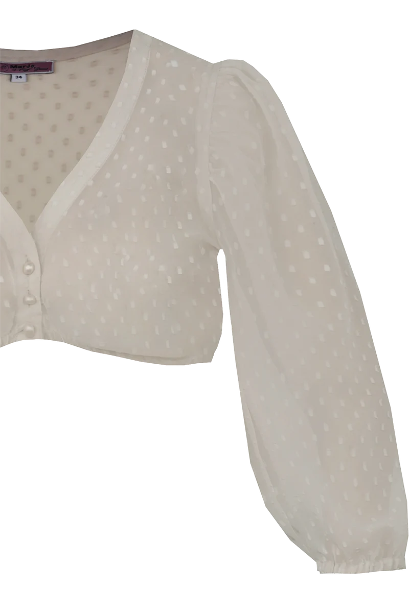 Dirndlbluse mit V-Ausschnitt und weiten Ärmeln - taupe