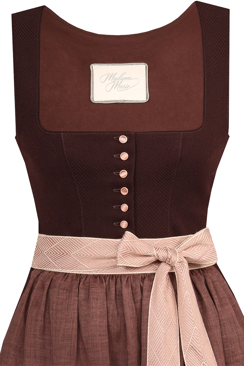 Midi-Dirndl mit Leinenschürze