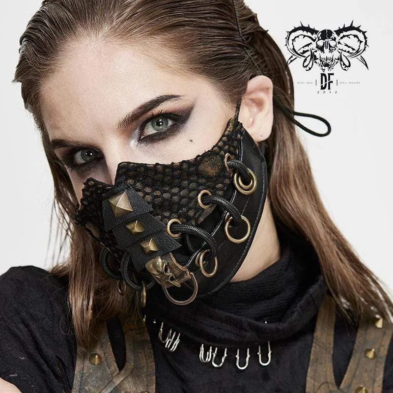 Frauen Gothic Mesh Masken mit Nieten
