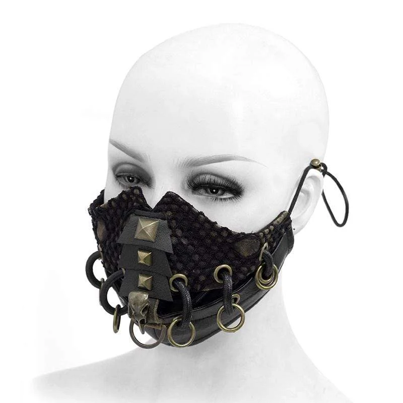 Frauen Gothic Mesh Masken mit Nieten