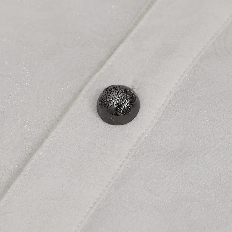 Gothic Herrenhemd mit Puffärmeln und Spitzensaum Weiß