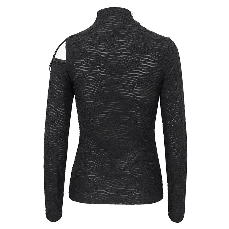 Damen-Gothic-Hemd mit Trägern und Ausschnitten aus Mesh-Spleiß