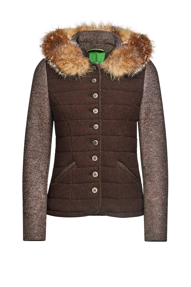 Stepp-Strickjacke mit Walk und Fuchs