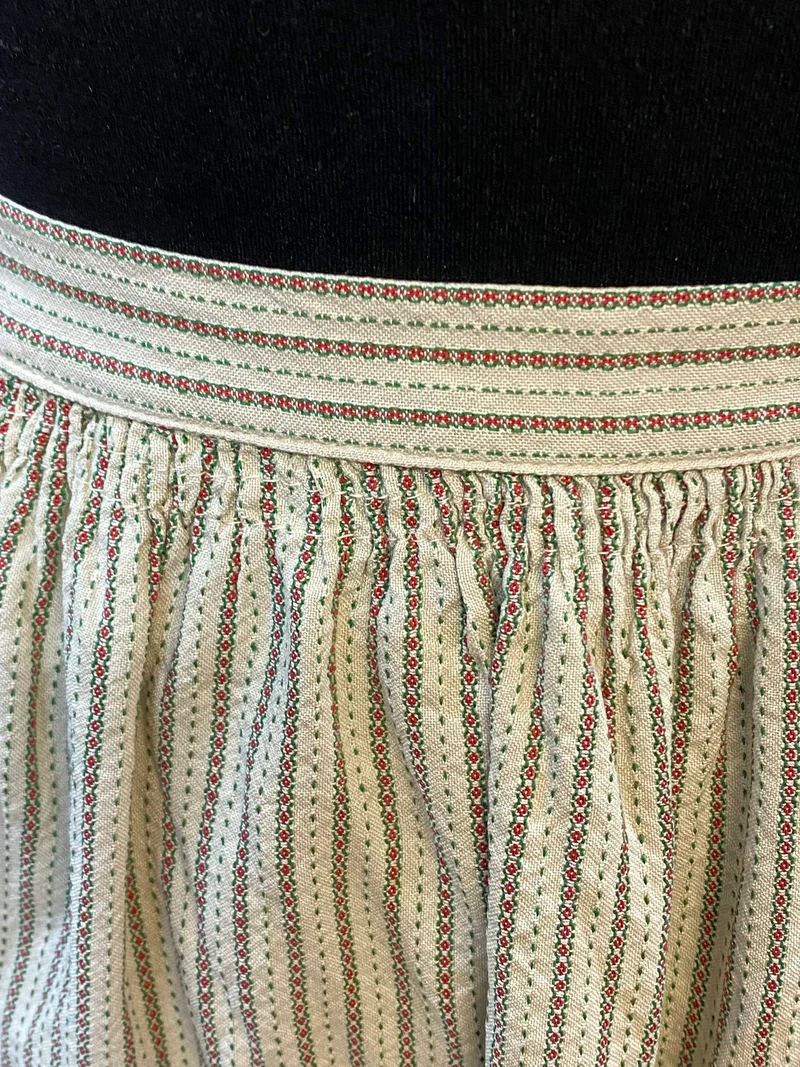Vintage Dirndlschürze beige - Streifen, mittlellang