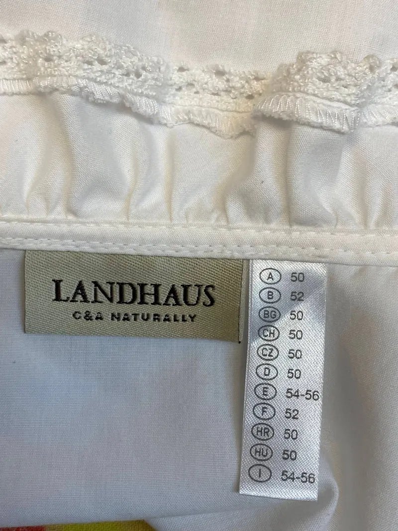 Dirndlbluse weiß - Rüschenkragen, Gr. 50