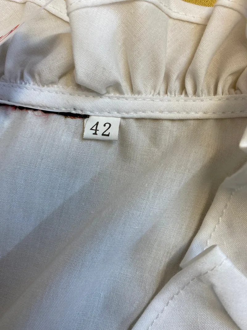 Vintage Dirndlbluse weiß - Rüschen, Gr. 42