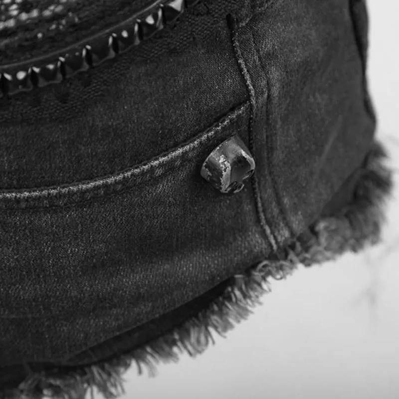 Damen-Jeansshorts mit Punk-Spitze