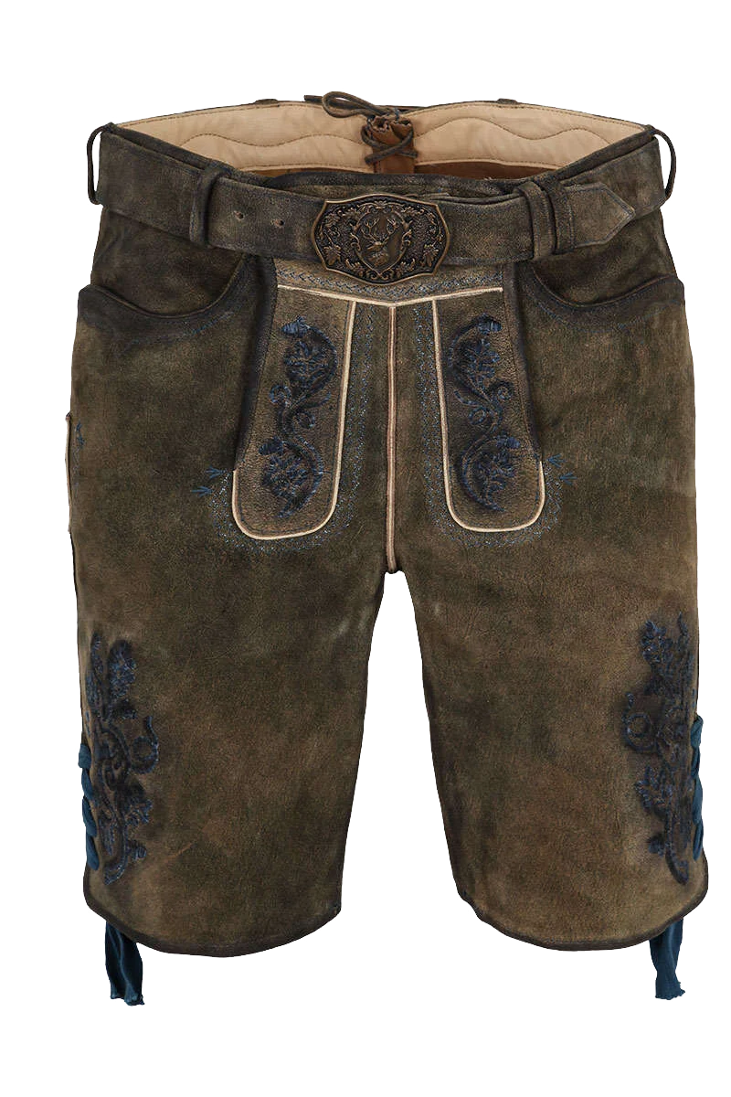 Herren Lederhose kurz mit Gürtel