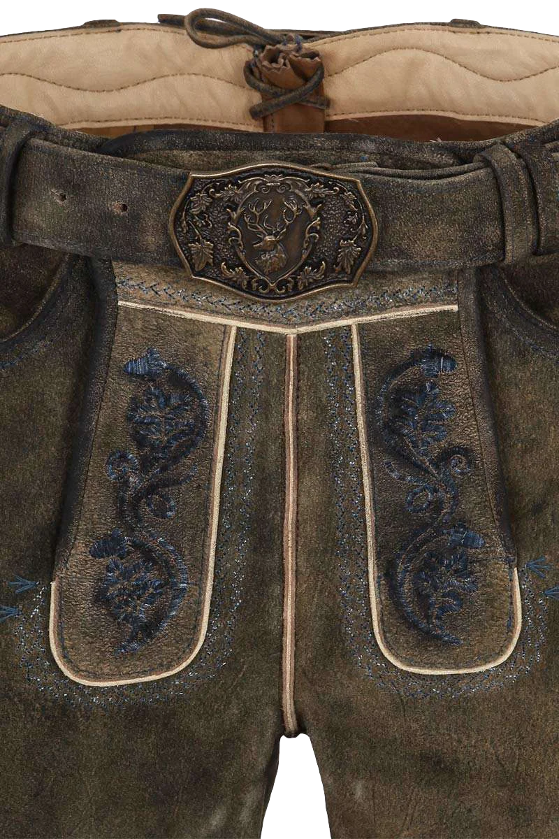 Herren Lederhose kurz mit Gürtel