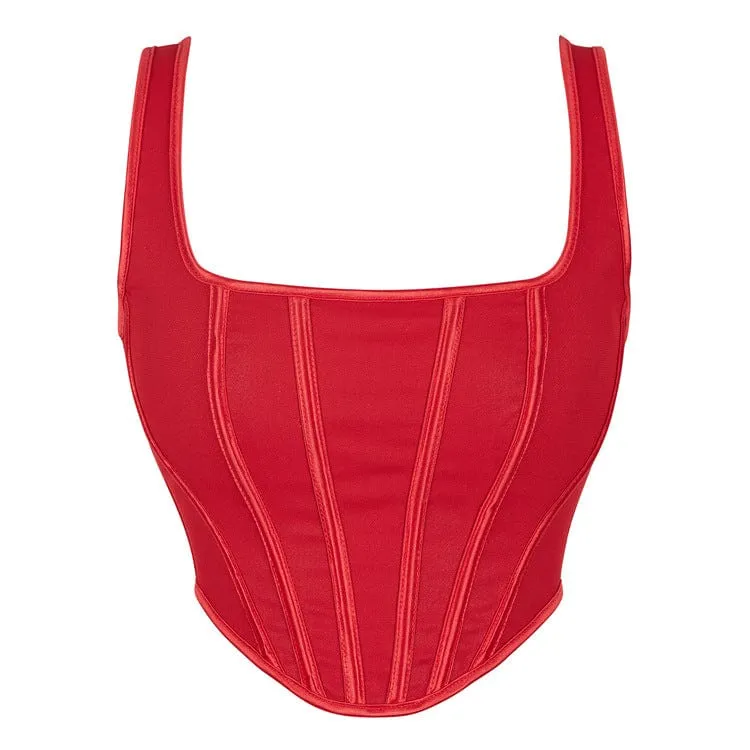 Rotes Gothic-Vollbrustkorsett mit Schnürung für Damen in Mattoptik