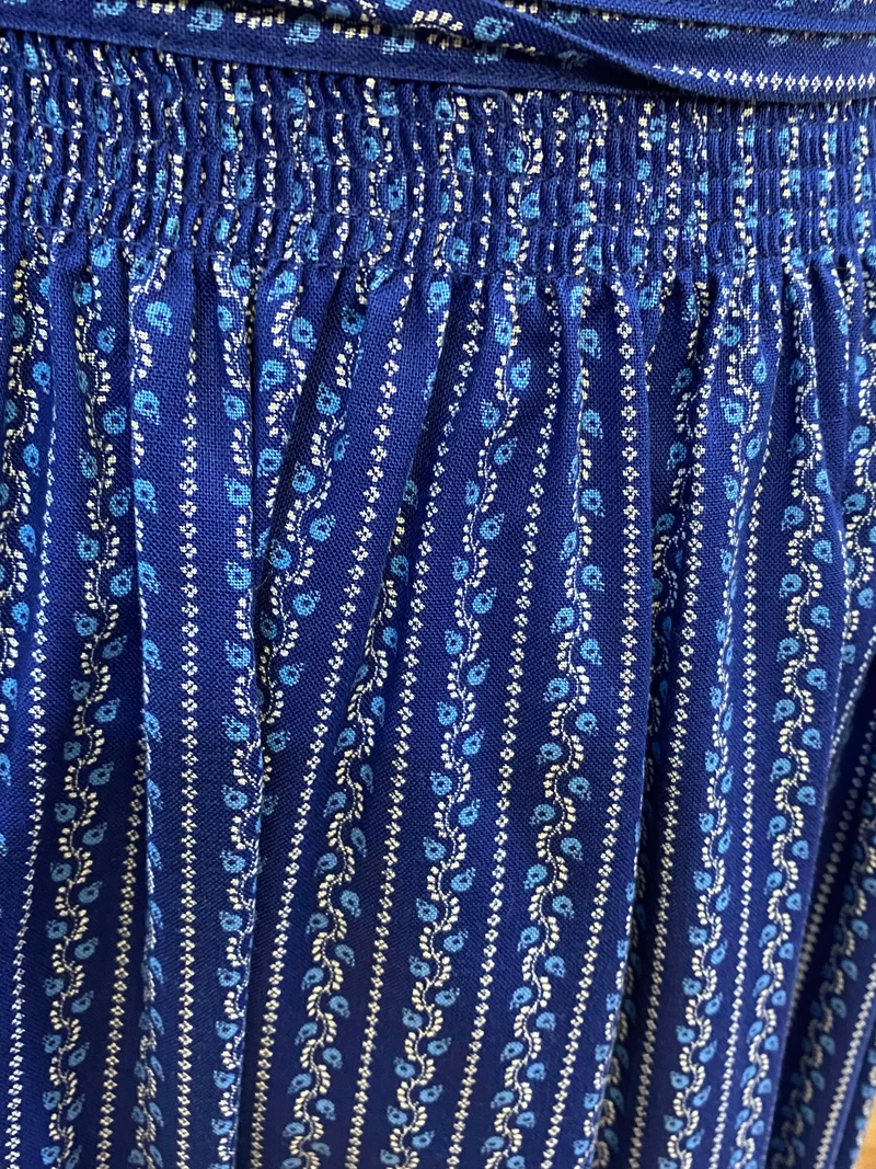 Vintage Dirndlschürze blau - Streifenmuster, mittllang
