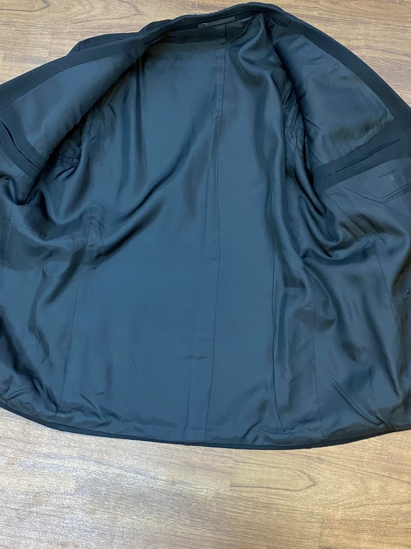 Vintage Sakko 1970er – Schwarz, Schurwollmix, Gr. ca. 56