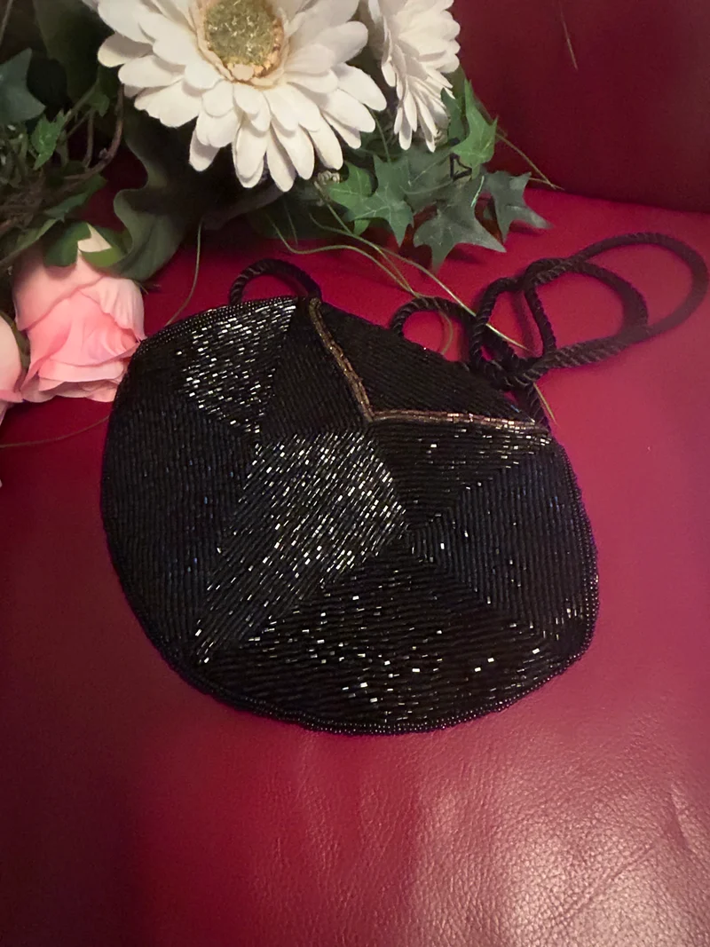 20er Jahre Abendtasche Perlen Schwarz Art Déco Vintage