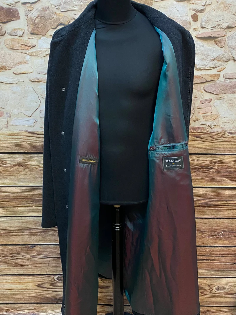 Vintage Herrenmantel Schwarz Gr. 110 – britischer 1920er-Jahre-Stil
