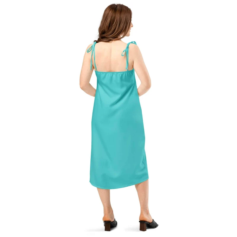 Vibrant and Inviting – The Turquoise Slip Dress That Turns Heads