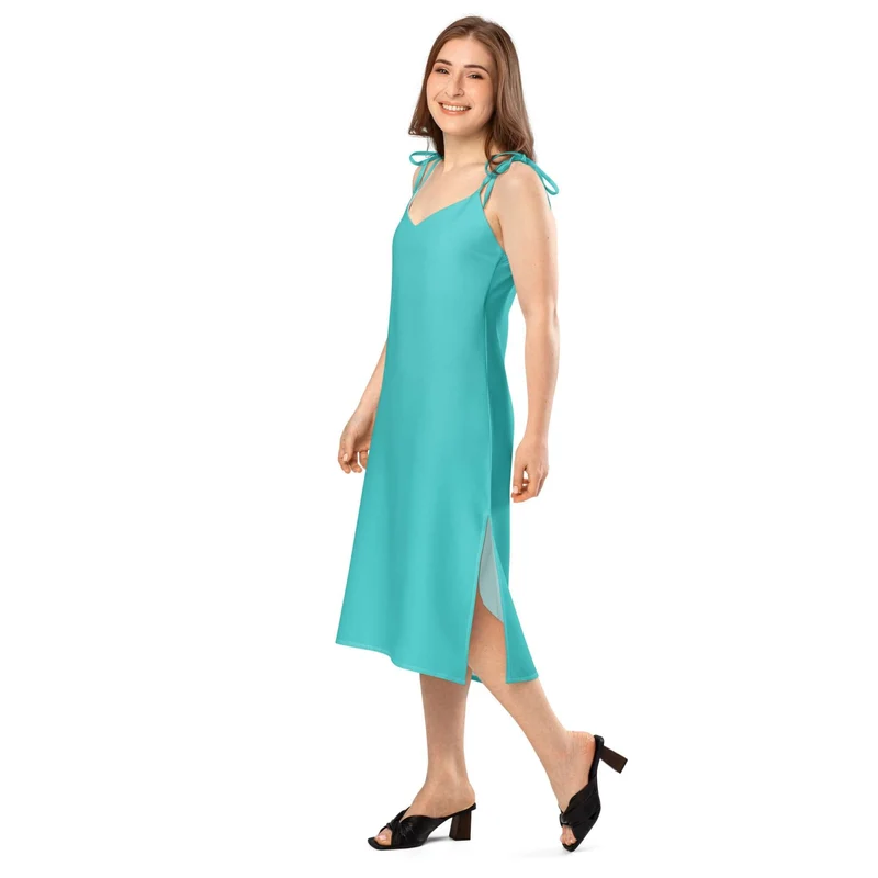 Vibrant and Inviting – The Turquoise Slip Dress That Turns Heads