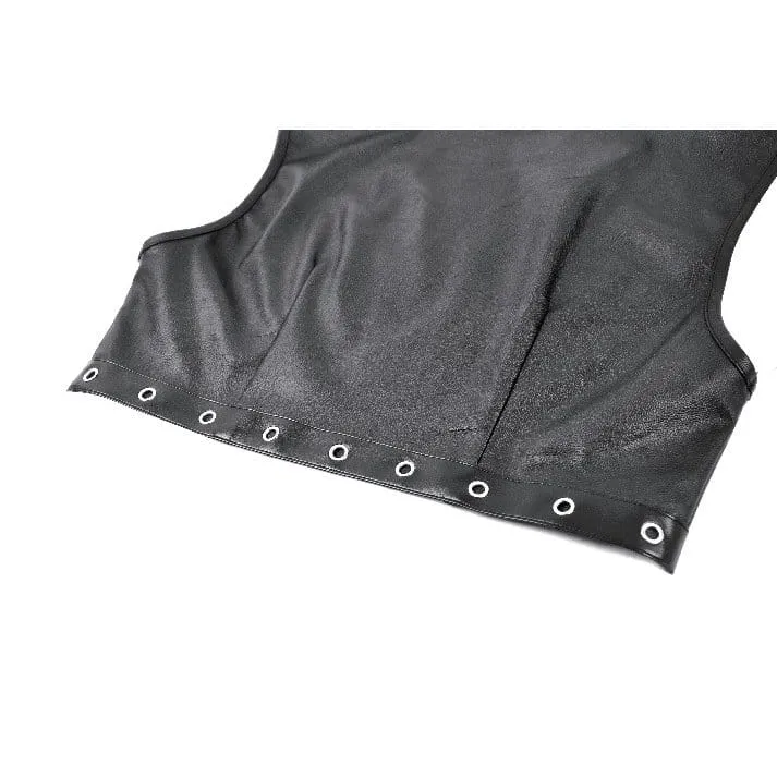 Punk-Crop-Top für Damen mit Ösen, Nieten, Cut-outs und Reißverschluss