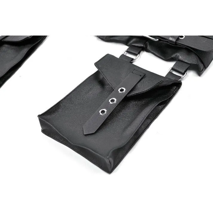 Punk-Gürtel für Damen mit Ösenschnalle, Reißverschluss und Taschen