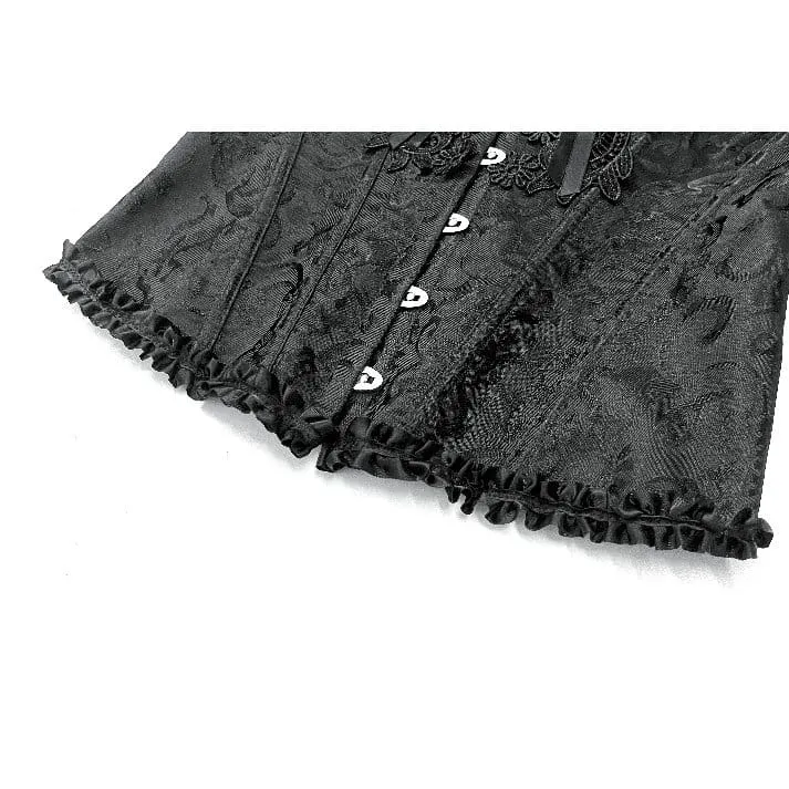 Gothic-Jacquard-Dekorsett für Damen mit Schnürung und Überbrustumfang