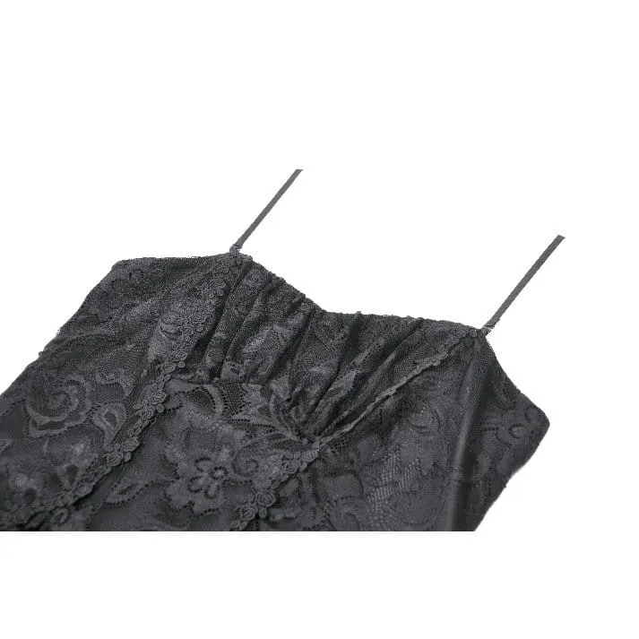 Gothic-Rüschenkleid mit asymmetrischem Saum und Spitze für Damen, Abschlusskleid