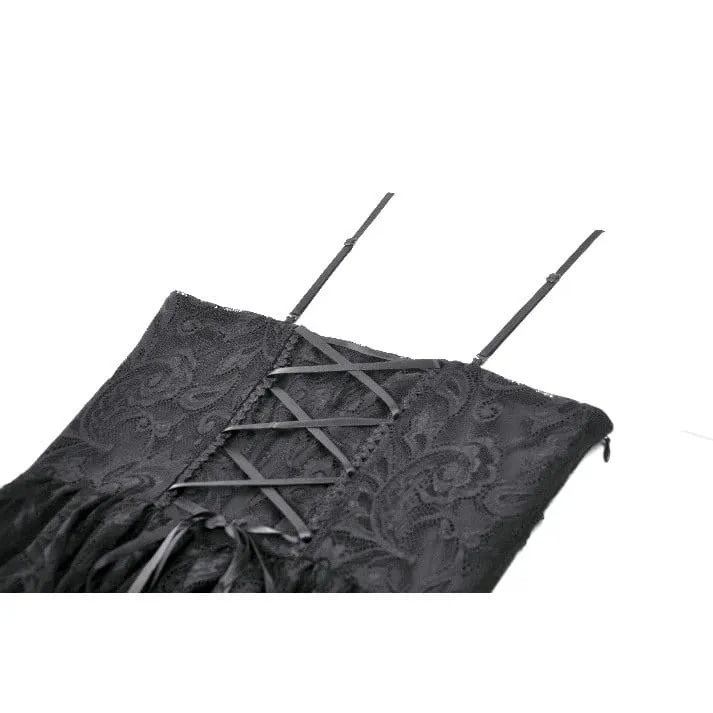Gothic-Rüschenkleid mit asymmetrischem Saum und Spitze für Damen, Abschlusskleid