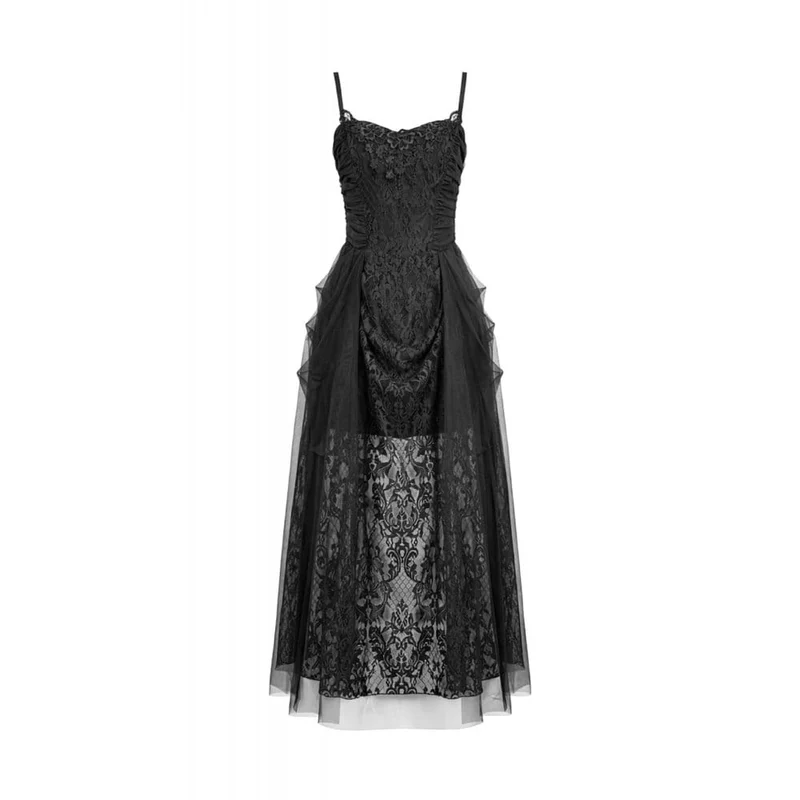 Gothic-Kleid mit floraler Spitze und Raffungen aus Mesh für Damen, Brautkleid