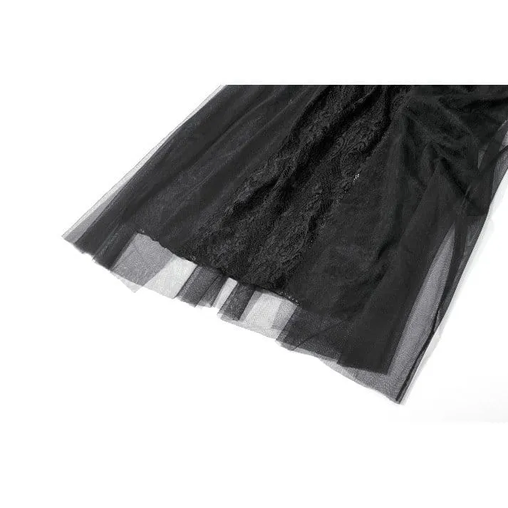 Gothic-Kleid mit floraler Spitze und Raffungen aus Mesh für Damen, Brautkleid