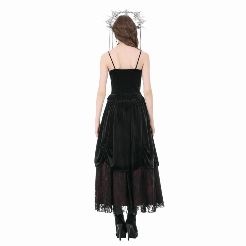 Gothic-Bustier aus Samt mit Perlen und Quasten für Damen
