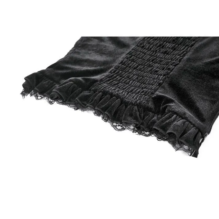 Gothic-Bustier aus Samt mit Perlen und Quasten für Damen