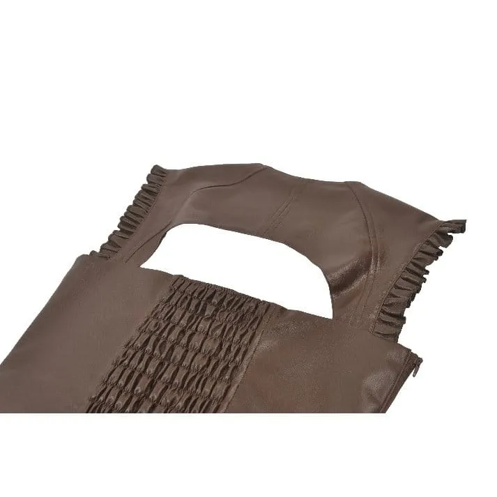 Steampunk-Weste für Damen mit Schnallenriemen, seitlichem Reißverschluss und Cut-Outs