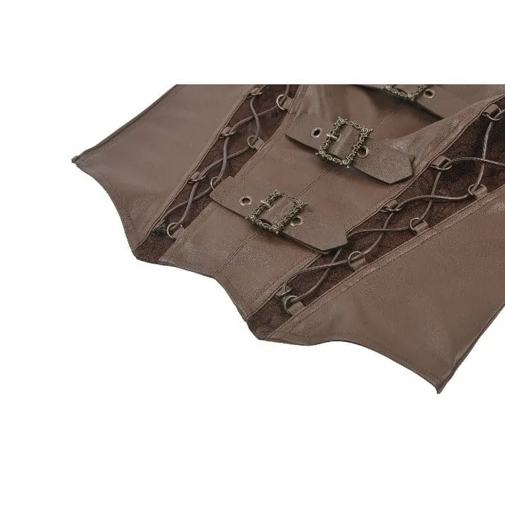 Steampunk-Weste für Damen mit Schnallenriemen, seitlichem Reißverschluss und Cut-Outs