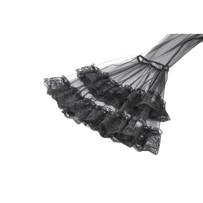 Gothic-Mantel für Damen mit Spitzenapplikationen, transparentem Design und ausgestellten Ärmeln