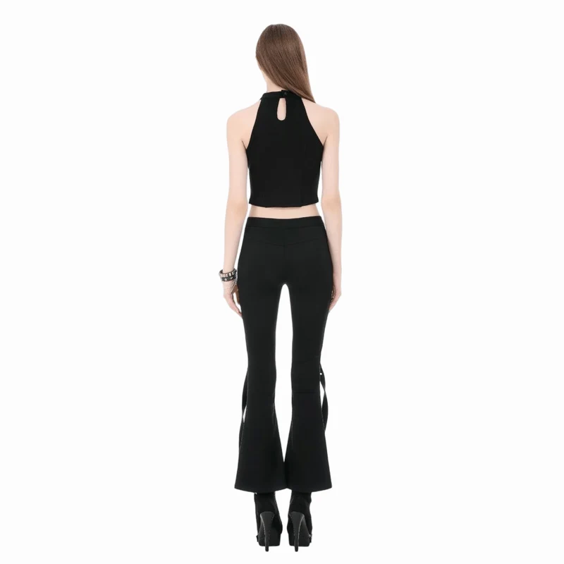 Punk-Tanktop mit gekreuzten Mesh-Einsätzen für Damen, Neckholder