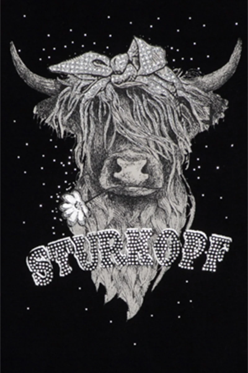 Damen T-Shirt 'Sturkopf' mit Hochlandrind-Druck