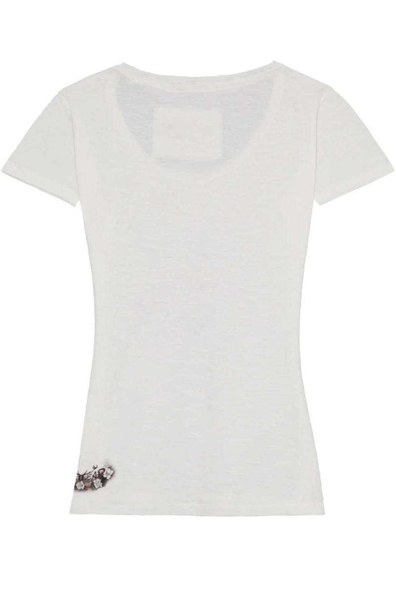 Damen T-Shirt mit Hirschkopf-Druck und Strasssteinen